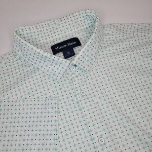 Mizzen Main Short Sleeve Button Down XXL Trim White/Green Button Down Collar